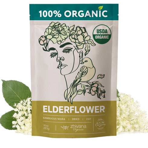 (10oz.) Elderflower Tea - Organic Dried Elderflowers - Elder Flowers Dried Herbs, Te de Sauco, Flor De Sauco Organico