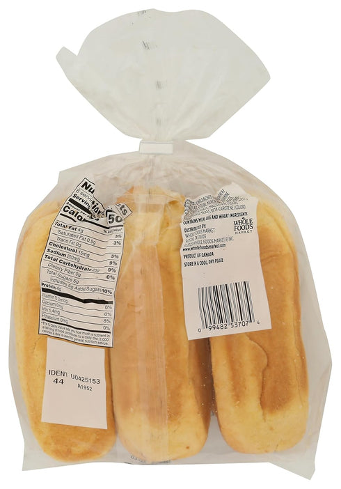 WHOLE FOODS MARKET KITCHENS 9.52 OZ Brioche Hot Dog Buns