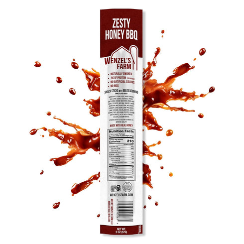 32 (16 packs 2) Wenzels Farm Zesty Honey BBQ Sticks Supports Active Lifestyles Flavorful, Naturally Smoked High