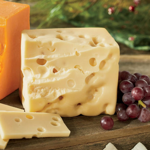1 lb. 2 oz. The Wisconsin Cheeseman Baby Swiss Cheese Block Mild Swiss, Buttery Cheese Snack for Charcuterie, Holiday