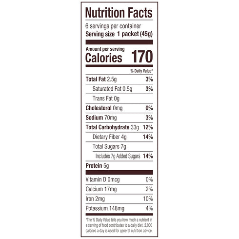 6 Packets Bob's Red Mill Instant Oatmeal, Maple Brown Sugar, Total, Non-GMO, Gluten Free, Whole Grain