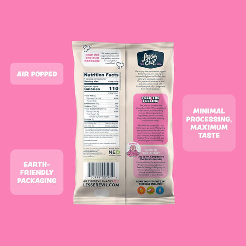 0.46 Oz, Pack 24 LesserEvil Himalayan Pink Salt Organic Popcorn, Premium Quality, Minimally Processed, No Vegetable