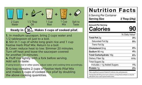 6 5 oz (142g), 2 Pack Jamie Geller Trio of Pilaf Mixes - Mujadara Lentil, Festive Herb and Jeweled Almond | Total