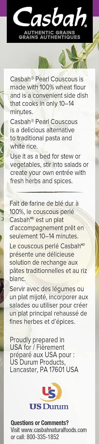 6 oz. (Pack 6), Casbah Pearl Couscous of Pearl Pasta, Perfect to Make Easy and Flavorful Side Dishes, Vegan