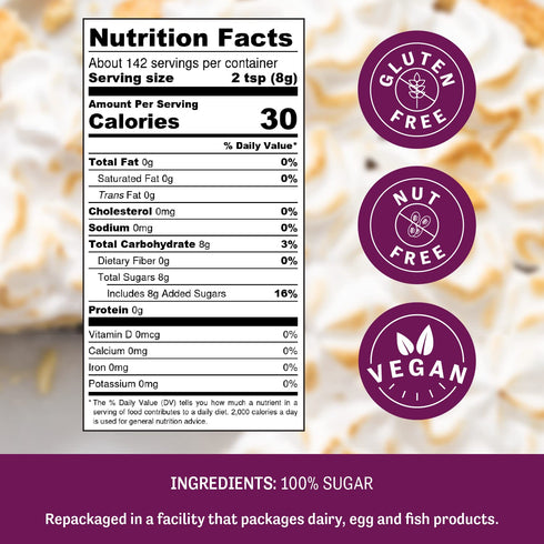 2.5 lb Judee's Gluten Free Superfine Caster Sugar - Fast-Dissolving Superfine Sugar for Baking & Beverages