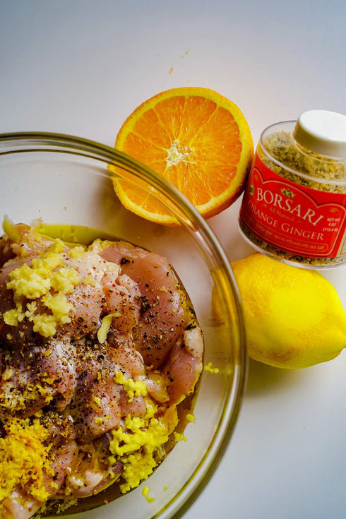 Borsari Orange Ginger Seasoned Salt - Gourmet Cooking Salt with Orange Ginger and Herbs, 4 oz Shaker Bottle