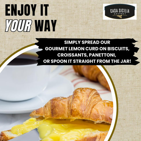 CASA SICILIA GOURMET 13.8 oz (390g), (Pack 1) CASA SICILIA LEMON CURD, Product of Sicily, Italy