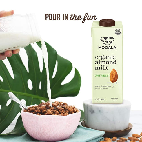 32 oz (Pack 6) Mooala Organic Almond Milk Unsweetened fl of Shelf-Stable, Lactose Free, Gluten-Free, Vegan, No Added