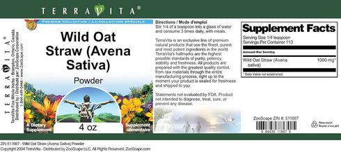 Terravita (4 oz, 511667) 3 Pack Wild Oat Straw (Avena Sativa) Powder ZIN: