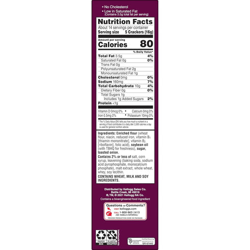 Toasteds Savory Onion Crackers, Party Snacks, 8oz Box (1 Box)