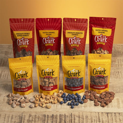 OZARK (7 oz) NUT ROASTERS, Salted Caramel Cashews, Flavored Snack Nuts, Gluten-Free Gourmet Candied Cashews, Blend