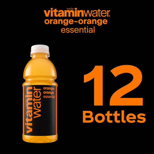 20 oz 12 Pack vitaminwater Essential Orange-Orange, Flavored Water Beverage, fl Bottles