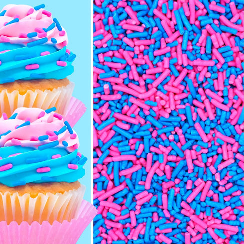 Pink and Blue Gender Reveal Cake Pop Cookie Cupcake Decorations, Semi-Sweet Edible Confetti Sprinkles Toppers 6oz