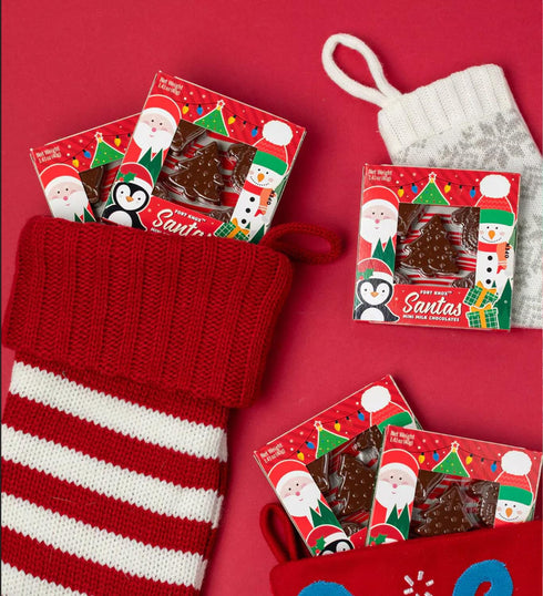 1.41 Oz (4-Pack) Fruidles Christmas Santas Mini Milk Chocolates Snack, Holiday Treats, Kosher Certified Dairy