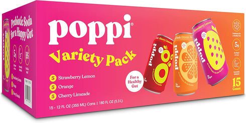 Poppi Variety Pack, 12 oz, 15-Count