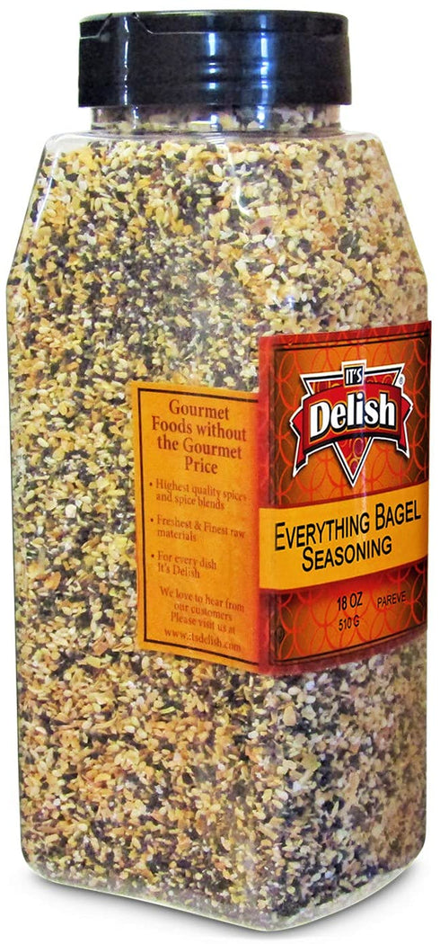 Everything Bagel Seasoning Blend by It's Delish, 20 Oz Large Jar – Premium All Natural Bagel Spice Seasoning Mix With Salt for Bagels, Buns, Bread, Salad Topping Seasonings for Food - USA Made, Keto, Vegan, Kosher