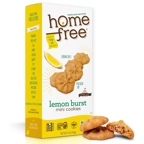 Homefree Mini Lemon Burst Cookies, Gluten Free, Nut Free, Vegan, School Safe