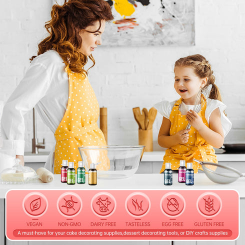 Set 8 5.41 fl.oz (20ml/Bottle) Gel Food Coloring - Colors Concentrated Vibrant Edible Food Grade Dye for Baking, Cake