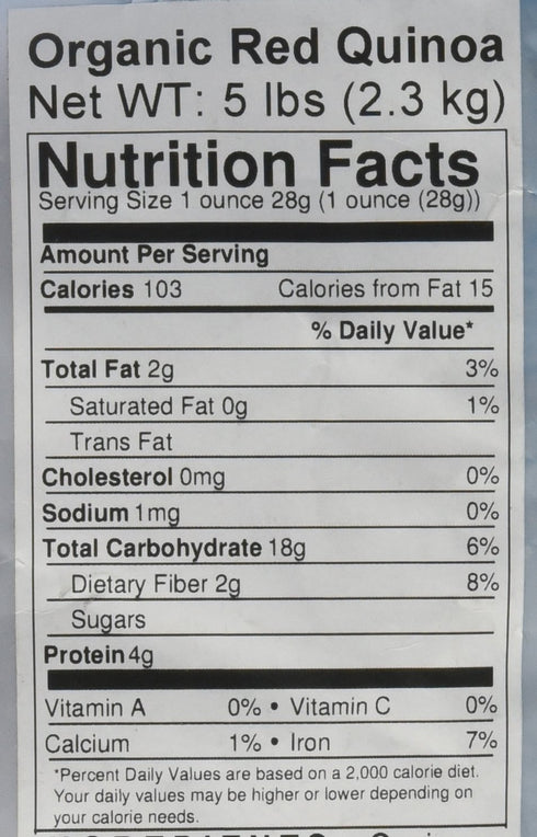 5 Food to Live Organic Red Quinoa, Pounds Non-GMO, Whole Grain, Kosher, Vegan, Sirtfood, Bulk. Quick-Cooking Grain.