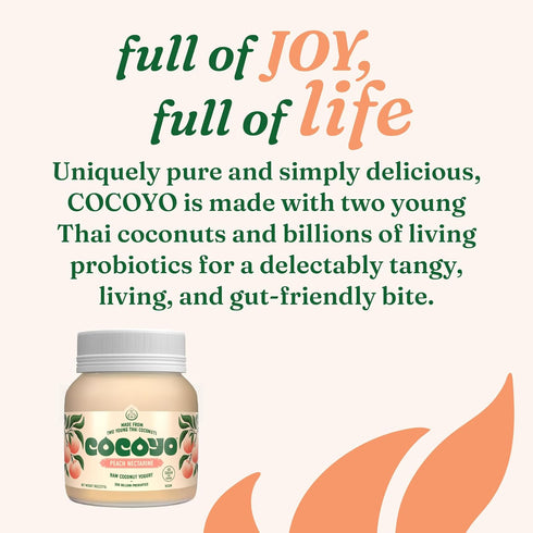 8 oz COCOYO Living Coconut Yogurt - - Peach Nectarine Probiotic Yogurt for Gut Health - Plant-based, Vegan