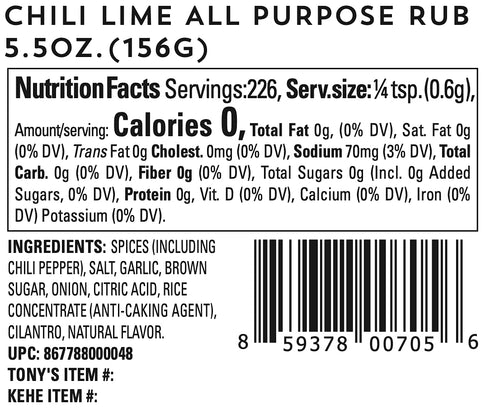 Oakland Dust Chili Lime All Purpose Rub, 4.75 Oz (135g) Shaker Bottle