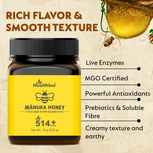 514+ 8.8oz /250 Manuka honey MGO | New Zealand Honey | High grade |Monofloral honey gram