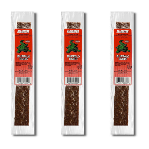 Buffalo Bob's Wild Game Meat Snacks - Alligator Barbecue Jerky Strip (0.75oz, 3 pack)