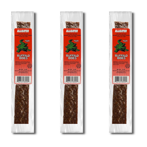 Buffalo Bob's Wild Game Meat Snacks - Alligator Barbecue Jerky Strip (0.75oz, 3 pack)