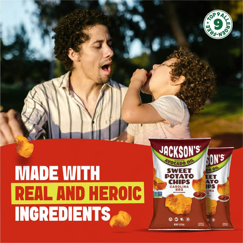 Pack (7oz, Pack 6) Jacksons Sweet Potato Kettle Chips Avocado Oil Variety of Sea Salt, Ranch and BBQ Flavors