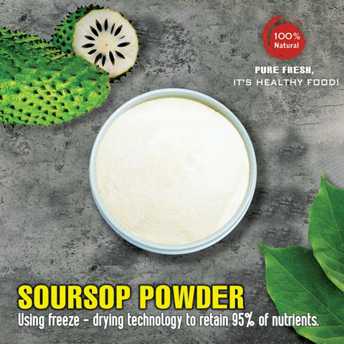 2.47 oz (70g) SOURSOP POWDER VIETFARMFOOD: Pure freeze-dried fruit powder, made from real fruit with no added sugar