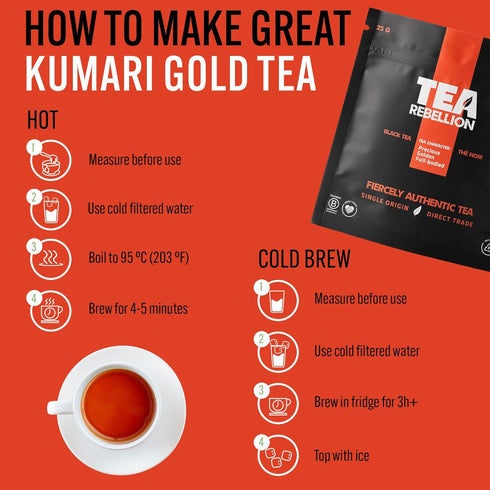 Tea Rebellion 25g Kumari Gold Organic Black Tea, High Mountain Loose Leaf, Healthy Tea for Everyday Use