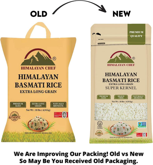 10 lbs Himalayan Chef Extra Long Basmati Rice - Premium Aged Healthy Grain