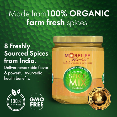 8 Immunity, 7oz MoreLife Market Premium Organic Spice Mix Superfood | Ayurvedic Kitchari Seasoning Made with Organic