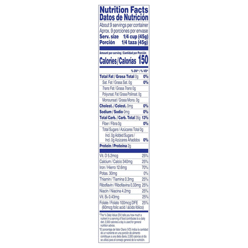 Cream of Rice Arroz 14 Crema de Libre de Gluten Cereal Caliente, Ounce
