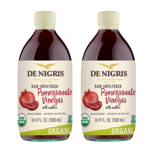 De Nigris Organic Pomegranate Vinegar Raw & Unfiltered 16,9 Oz (Pack of