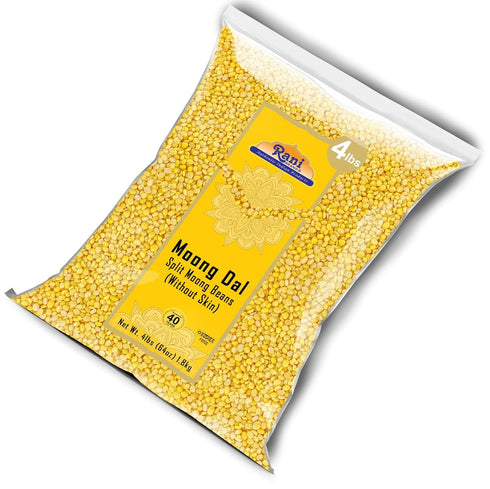 64oz (4lbs) 1.81kg Rani Moong Dal (Split Mung Beans Without Skin) Lentils Indian Bulk ~ All Natural | Gluten Friendly |