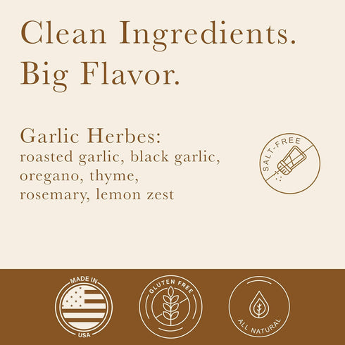 Roasted & Black Garlic Herbs Mix - Salt-Free with Rosemary - for Artisan French Bread, Pita, and Naan | Savory Compound
