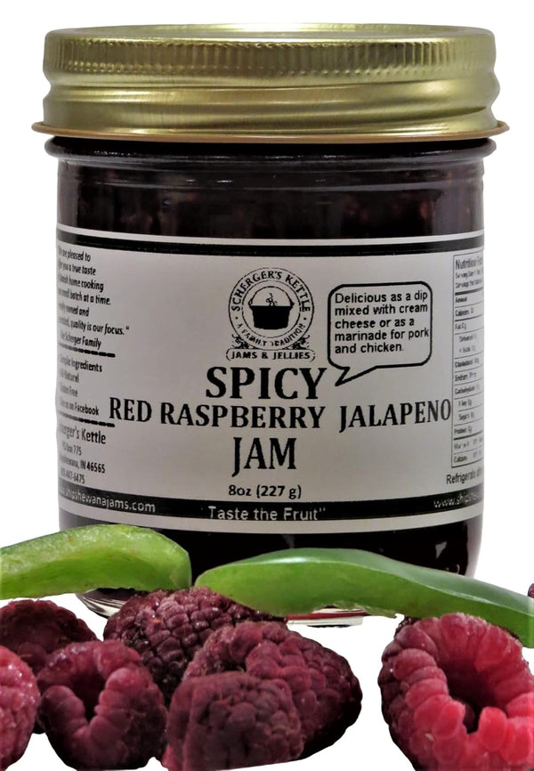 Scherger's Kettle - Shipshewana, IN Spicy Red Raspberry Jalapeno Jam, 8 oz