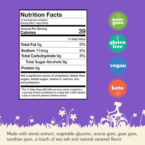 6.6 oz (3-Pack) NuNaturals Stevia Syrup, Sugar-Free Sweetener, Plant-Based Sugar Substitute, Zero Calorie, Salted