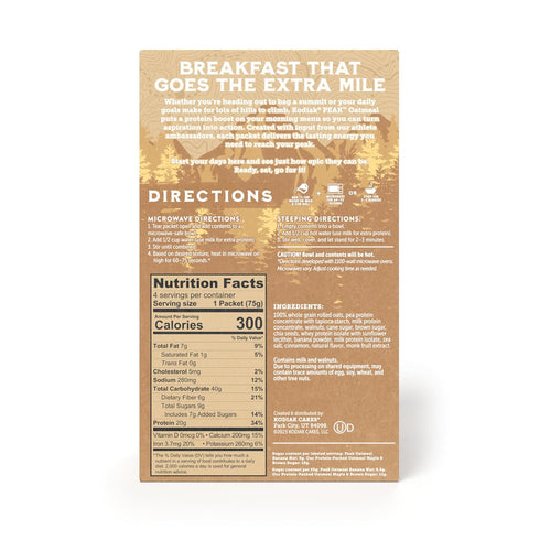Packets, Protein,100% 6 4 packets 24 packets) Kodiak Cakes Peak Instant Oatmeal Banana Nut, High Whole Grains, box