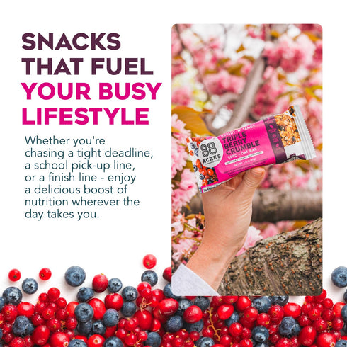 88 12 Count, Acres Granola Bars, Triple Berry Crumble, School Safe, Allergen Free Seed & Oat Snack Bar, Gluten & Nut