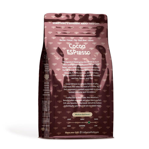 12 OZ Coffee Uplifts People Cocoa Espresso Whole Bean Coffee