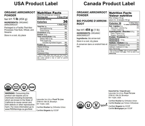 1 Food to Live Organic Arrowroot Flour, Pound Non-GMO Powder, Fine Starch, Grain-Free, Vegan, Bulk. Rich in Dietary