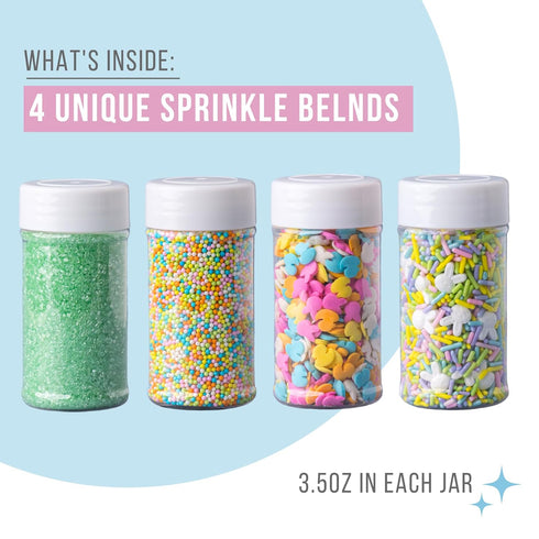 Sweets Indeed Sprinkles, Easter Sprinkles, Spring Shapes, 4 Pack, Edible Sprinkle Mix, Perfect for Cake Decorations, Baking, Ice Cream, Cookies, Cupcake Topper (Easter)