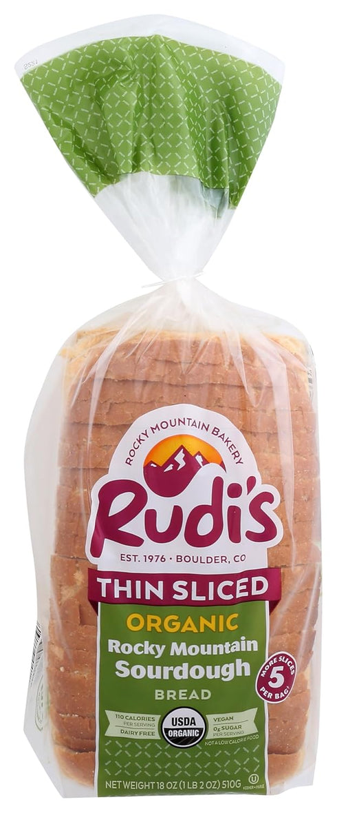 Rudis BAKERY Organic Rocky Mountain Thin Sliced Sourdough Bread, 18 OZ