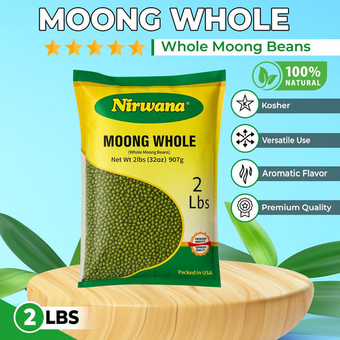 32 oz Whole Moong Beans (Moong Whole) Protein-Rich Green Lentils for Soup, Snacks, and Everyday Cooking