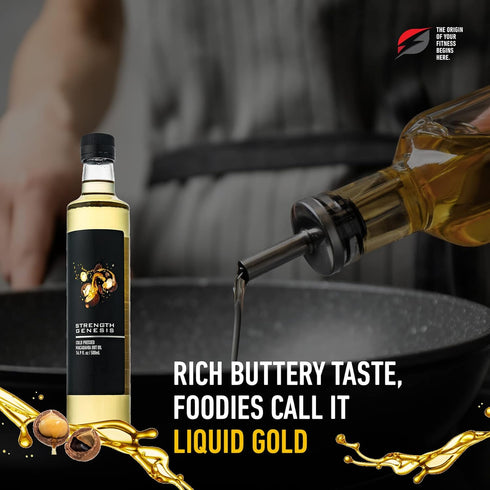 500-Milliliter Strength Genesis Australian Macadamia Nut Oil, Cold-Pressed Macadamia Oil for Cooking, Bottle