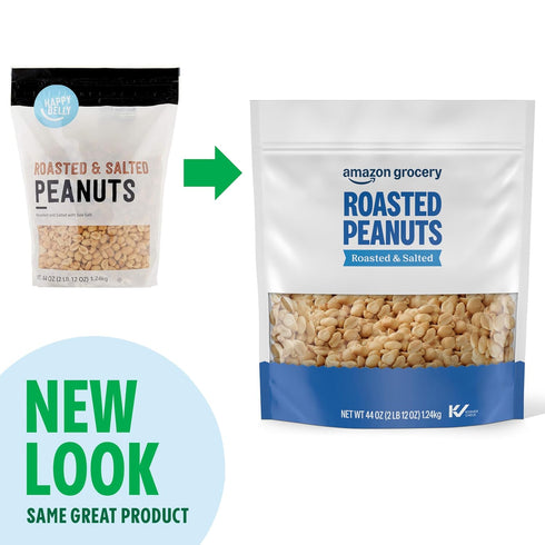 44 Oz Packaging Amazon Grocery, Roasted Peanuts, Roasted & Salted, (Previously Happy Belly, May Vary)