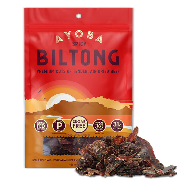 Ayoba Spicy Grass Fed Beef Biltong Slices (2 Ounce, Pack of 1)