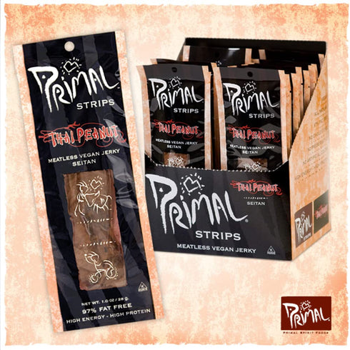 1 oz Primal Spirit, Vegan Meat Alternative Jerky, Thai Peanut Flavor